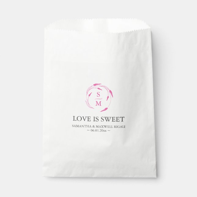 Personalised Favour Bags for Weddings Fuchsia (Front)