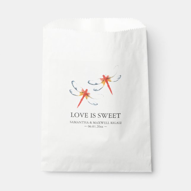 Personalised Favour Bags Red Dragonfly (Front)