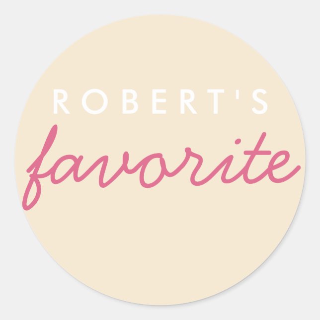 Personalised Favourite Blush Champagne Classic Round Sticker (Front)