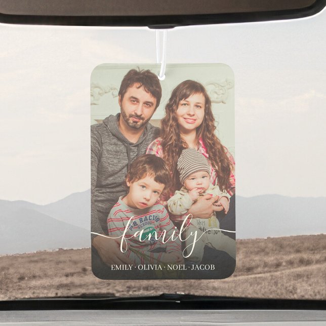 Personalised Favourite Family Photos Modern Script Car Air Freshener (Creator Uploaded)