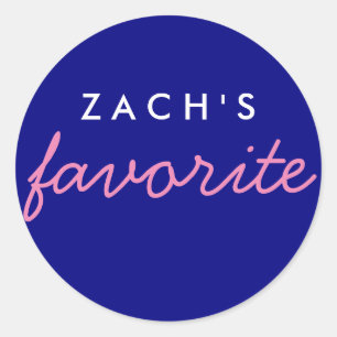 Personalised Favourite Navy and Pink Classic Round Sticker