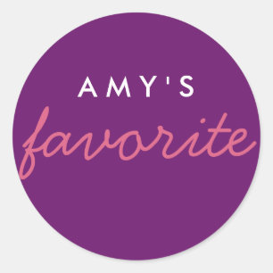 Personalised Favourite Pink Purple Classic Round Sticker