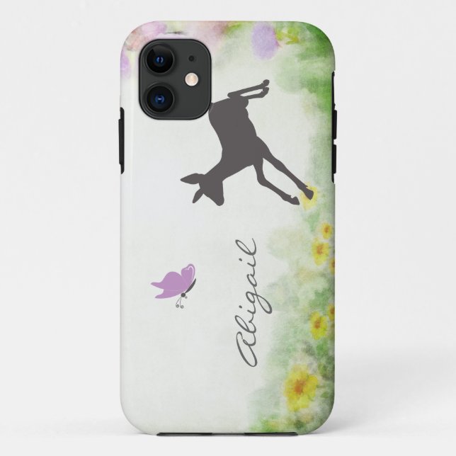 Personalised Fawn and Butterfly Deer iPhone Case (Back)