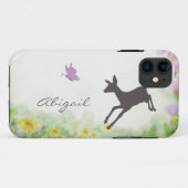 Personalised Fawn and Butterfly Deer iPhone Case (Back (Horizontal))