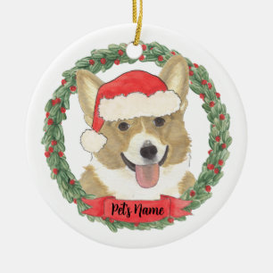 Personalised Fawn Corgi Christmas Ceramic Tree Decoration