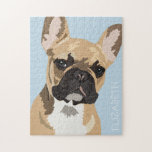 Personalised Fawn French Bulldog Jigsaw Puzzle<br><div class="desc">Personalised pop art french bulldog puzzle featuring a cute red fawn frenchie on a pastel blue background that can be changed to any colour,  and your name.</div>