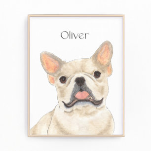 Personalised Fawn Tan Frenchie French Bulldog Art Photo Print
