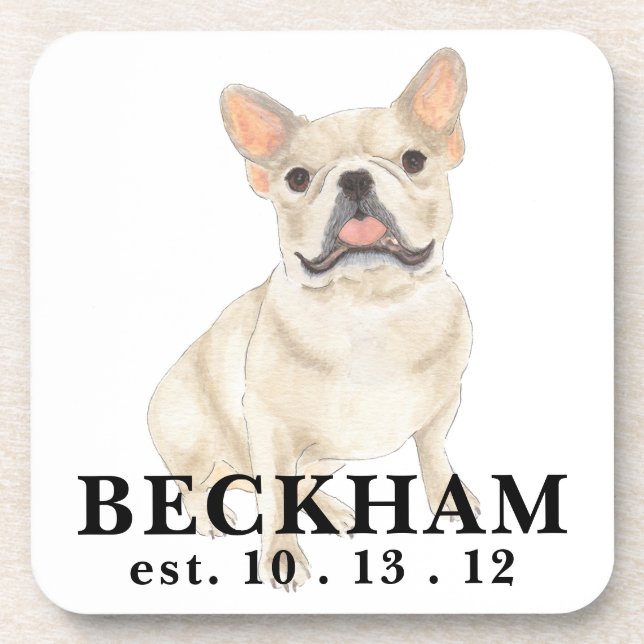 Personalised Fawn Tan Frenchie French Bulldog Coaster (Front)