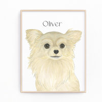 Personalised Fawn Tan Long Haired Chihuahua Art