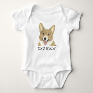 Personalised Fawn Tan White Corgi Dog Baby Bodysuit