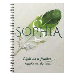 Personalised Feather Monogram Sage Green Notebook