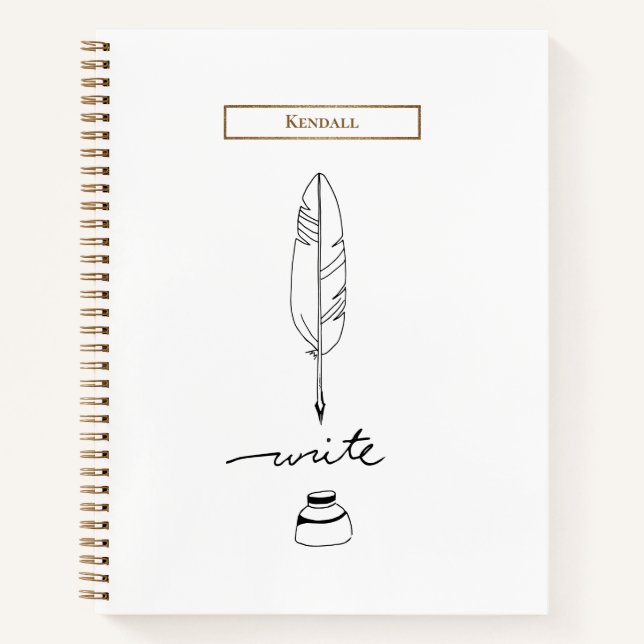 Personalised Feather Quill Custom Writing  Notebook (Front)