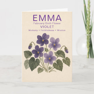 Personalised February Birthday Violet Birth Flower Card