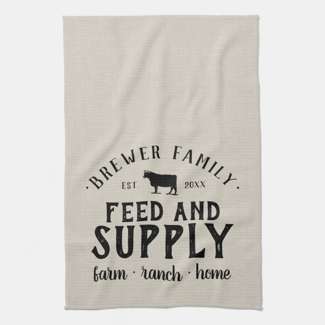 Personalised Feed Supply Grain Sack Tea Towel (Vertical)