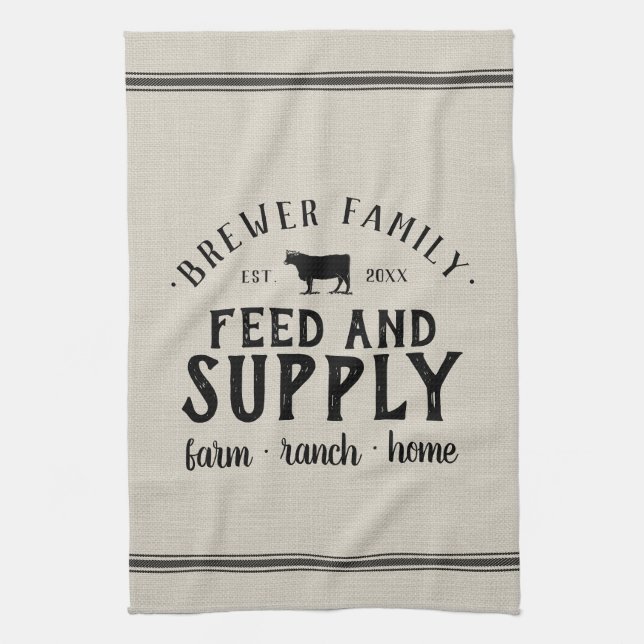 Personalised Feed Supply Grain Sack Tea Towel (Vertical)