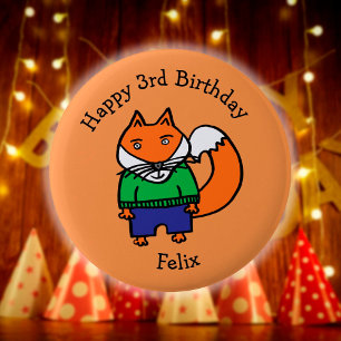 Personalised Felix the Fox Happy Birthday 6 Cm Round Badge