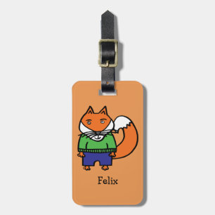 Personalised Felix the Fox Luggage Tag