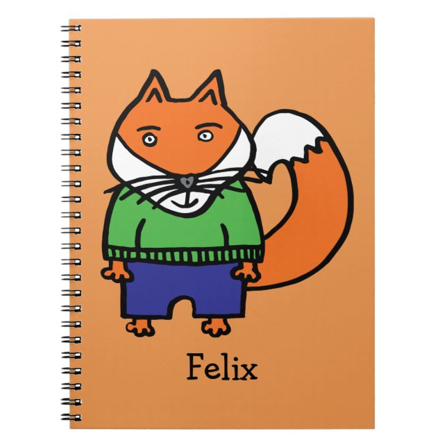 Personalised Felix the Fox Spiral Notebook (Front)