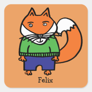 Personalised Felix the Fox Square Sticker