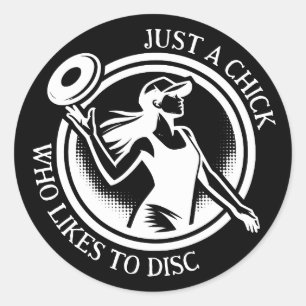 Personalised female Disc Golf Classic Round Sticker