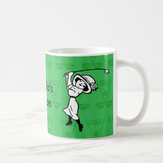 Personalised female golf cartoon golfer coffee mug (Right)