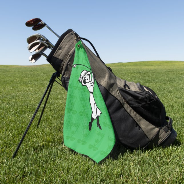 Personalised female golf cartoon towel (Green)