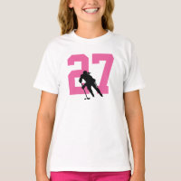 Personalised Female Hockey Player Name Number PInk