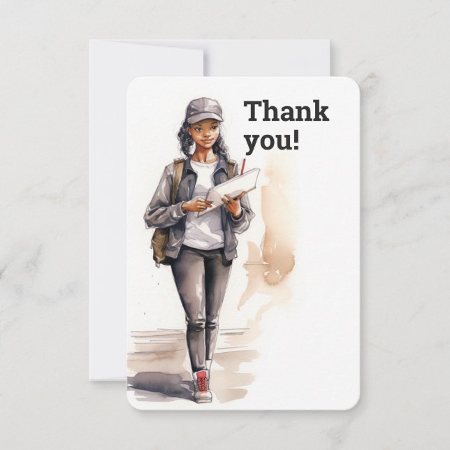 Personalised Female Letter Carrier  Thank You Card (Front)