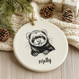 Personalised Ferret Christmas Ceramic Tree Decoration