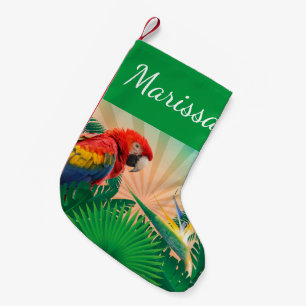 Personalised Festive Christmas Parrot Small Christmas Stocking