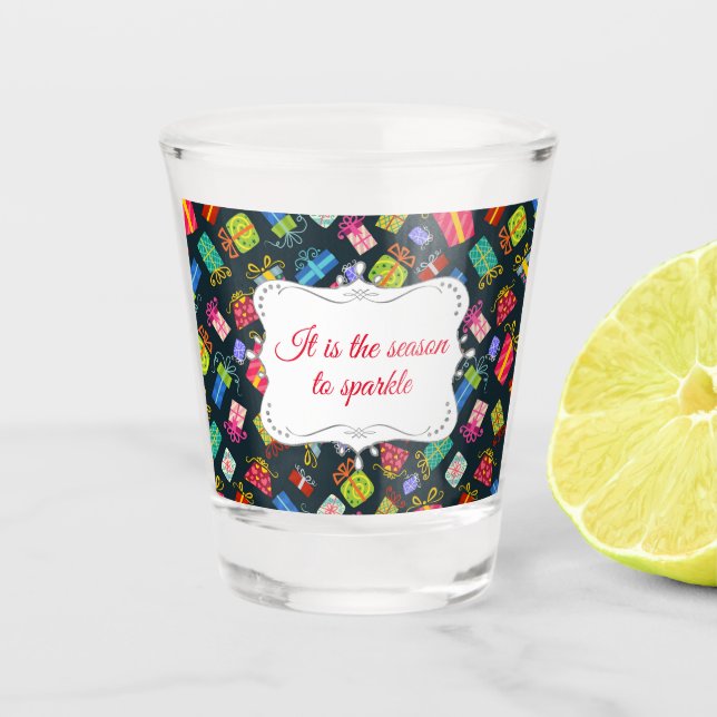 Personalised Festive Christmas Pattern Shot Glass (Front)