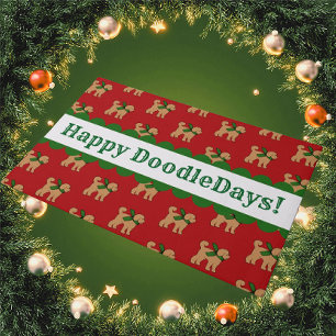 Personalised Festive Doodle Dog Red Holiday Doormat