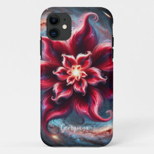 Personalised Festive Floral Poinsettia Galaxy Case-Mate iPhone Case