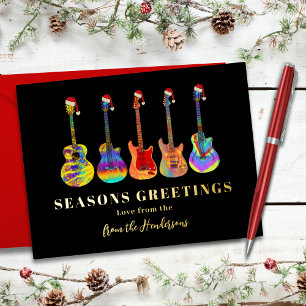 Personalised Festive Guitar Seasons Greetings Gold