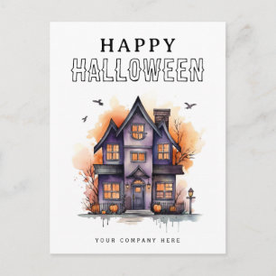 Personalised Festive Halloween House Real Estate  Holiday Postcard
