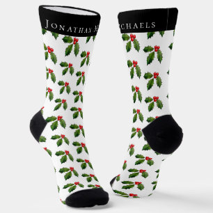Personalised Festive Holly Berry Holiday Socks