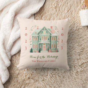Personalised Festive House Throw Pillow