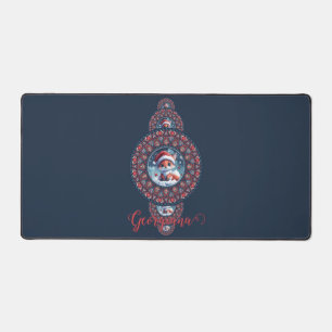 Personalised Festive Kawaii Fox Ornamental Mandala Desk Mat