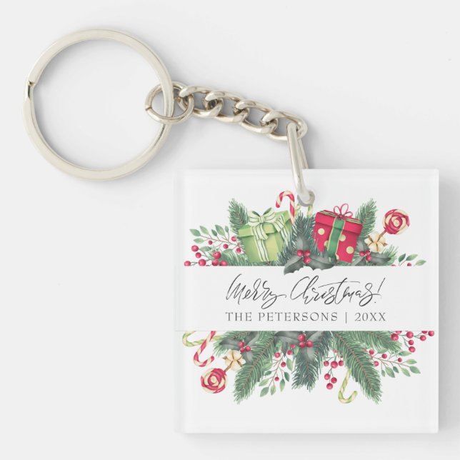🎄Personalised Festive Merry Christmas Decorative Key Ring (Front)