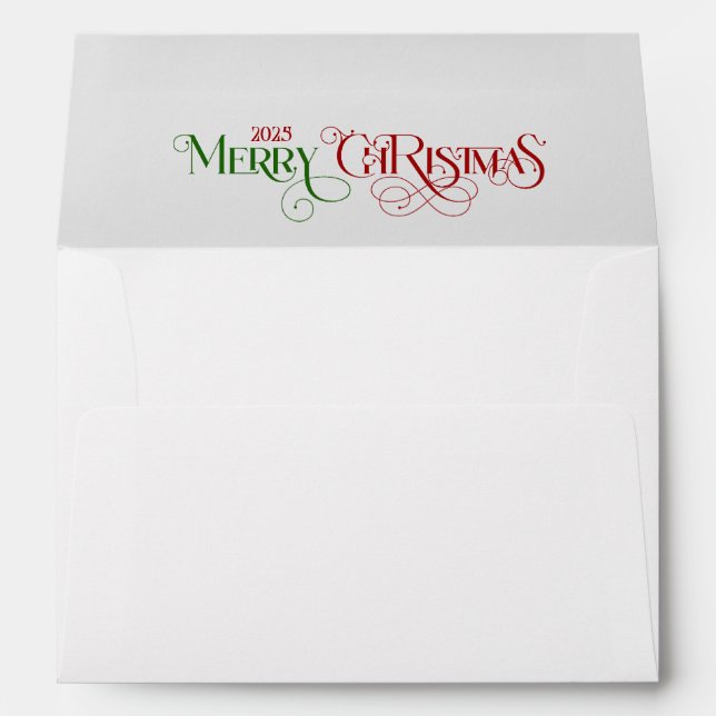 Personalised Festive Merry Christmas Typography Envelope (Back (Bottom))