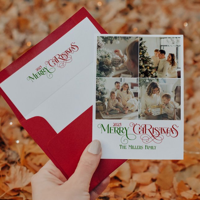 Personalised Festive Merry Christmas Typography Envelope (Creator Uploaded)
