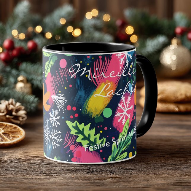 Personalised Festive with Bold Colours & Snowflake Mug (Creator Uploaded)