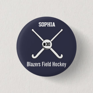 Personalised Field Hockey Team Name Jersey Number 3 Cm Round Badge