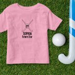 Personalised Field Hockey Team Name Jersey Number Toddler T-Shirt<br><div class="desc">This personalised field hockey design features 2 crossed field hockey sticks, a ball and your player's or coach's name, team name and jersey number. Personalise the background colour to match your team colours - just click on "customise" and then the small eye dropper. This makes a perfect for an end...</div>