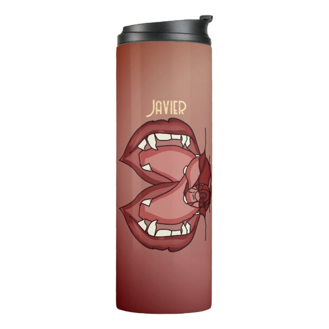 Personalised Fierce Expression of a Vampire’s Fang Thermal Tumbler (Rotated Left)