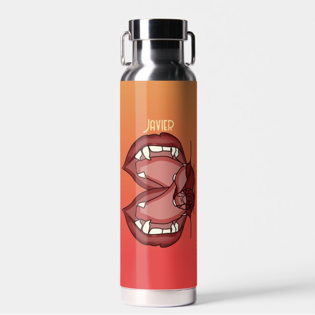 Personalised Fierce Expression of a Vampire’s Fang Water Bottle (Front)