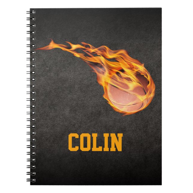 Personalised Fiery Basketball Notebook (Front)