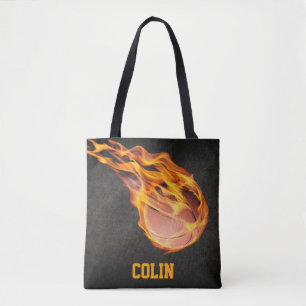 Personalised Fiery Basketball Tote Bag