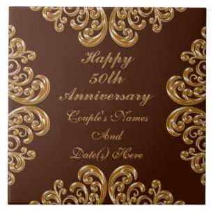 Personalised Fiftieth Anniversary Gifts for Family Tile