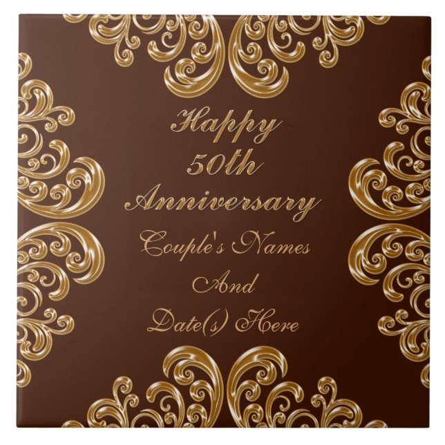 Personalised Fiftieth Anniversary Gifts for Family Tile (Front)